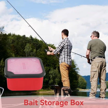 HERCHR Fishing Live Bait Box, Fishing Bait Storage Box Bait Bucket Worm Bait Station Container with Air Hole for Fishing Lure Worm Maggot - size: 170*170*85mm