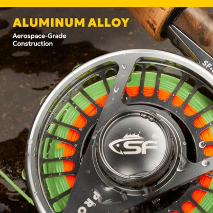 SF SF-003 Pro Fly Fishing Reel for Freshwater,CNC Precision Machining Process,Mid Arbor Design,Smooth Drag System,Lightweight Aluminum Body - size: 3/4wt, style: Gunmetal Gray Kt1