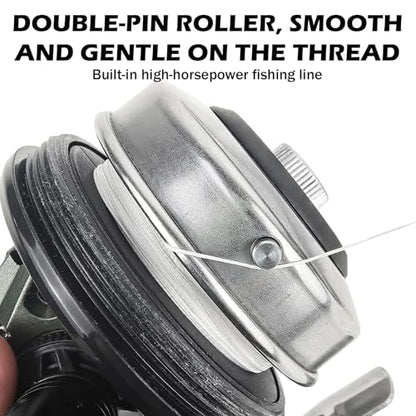 Spincast Fishing Reel, All-Metal Gears, Easy to Use Push Button Casting Design, Changeable Right/Left-Hand Retrieve - color: Green
