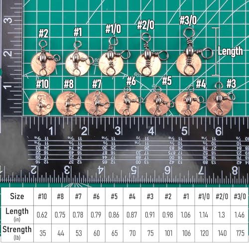 Dr.Fish 30 Pack Fishing 3 Way Swivels, 35-175LB, Three Way Barrel Swivels Fishing Tackle Catfish Rig - size: #8-44LB