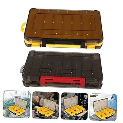 KICHOUSE 2Pcs Fishing Lure Container Double Sided Drain Bait Storage Case Portable Fishing Tackle Organizer High Grade Material Translucent Lid for Easy Identification