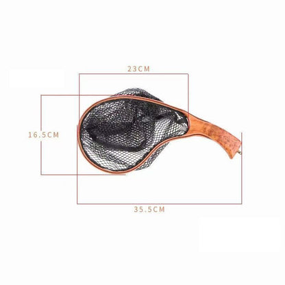 1pc Fishing Landing Net Wooden Handle Fly Fishing Catch and Release Net for Trout Bass Pike