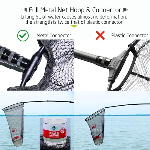 Maykay Carbon Telescopic Fishing Net with Long Handle up-to14ft – Lightweight Rubber Landing Net for High Docks, Piers, Boats, Coastal & Jetty, Collapsible with Carrying Bag - color: 3.1m/10ft