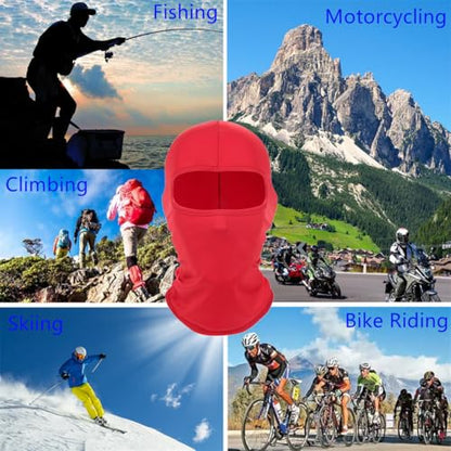 2 Pieces Thin Balaclava Ski Mask Head Mask Full Face Mask Windproof Sun UV Protection Hood for Women Men - color: Pink+red