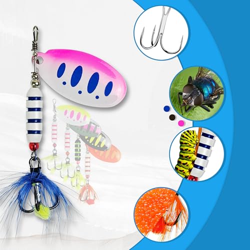 Fishing Lures for Saltwater/Freshwater, Metal Trout Lures for Bass Walleye Pike, 5g Fishing Spoon with Single Hook - color: SB02