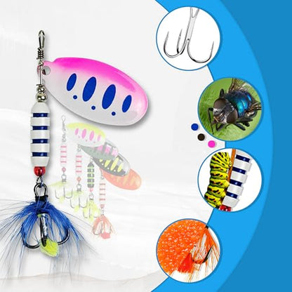 Fishing Lures for Saltwater/Freshwater, Metal Trout Lures for Bass Walleye Pike, 5g Fishing Spoon with Single Hook - color: SB02