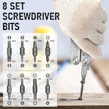 BIBURY Multitool Pliers Pro BI2049, EDC Multi Tool with 90HRA Replaceable YG12 Tungsten Wire Cutters, 440A Knife, T-Shank Wood Saw & Scissors, EDC Gear for Camping Hiking, Fathers Day Gift for Men - color: Silvery