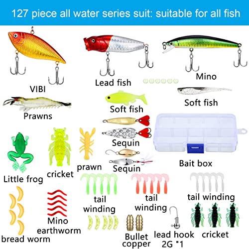Sosation 134 Pcs Fishing Tool Fishing Tackle Box Kit and Equipment for Adults Beginner Gift, Hook Remover, Pliers Kit, Backpack Tackle Container Lures, Lip Gripper, Weigh Scale - color: Python Pattern