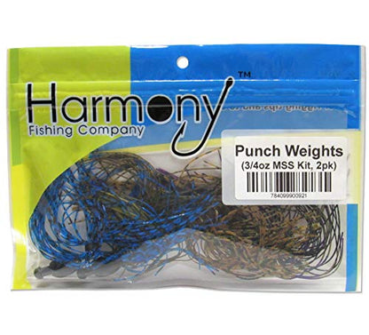 Harmony Fishing - Tungsten Skirted Punch Weight/Slither Rig MSS Kit [Pack of 2] (Modular Skirt System) - size: ¾ oz