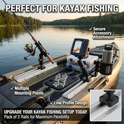 8-Inch Aluminum Kayak Gear Track with Mounting Hardware, 2 Pack