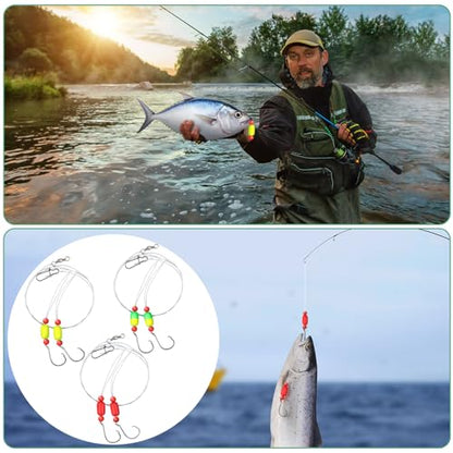 JellyArch 12 Pcs Pompano Rigs for Surf Fishing Offshore Surf Fishing Rigs Saltwater Gear Tackle with 2/0 Circle Hooks Double Circle Swivels Duo Lock Snaps - color: Mixed Colors