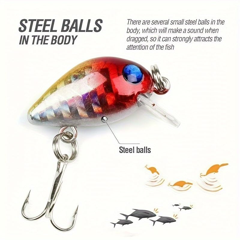 Premium Crankbait Fishing Lure Kit, Hard Bait Set with Treble Hooks, Wobbling Action Spoonbait for Bass, Pike, Carp, Saltwater Freshwater
