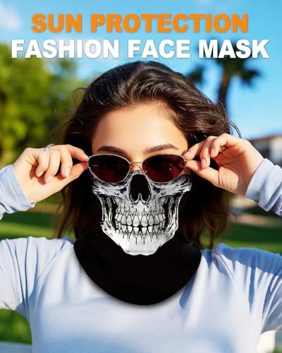 4Pack Neck Gaiter for Men Women Face Cover Mask Head Wrap Balaclava Headwear Bandana Headband Magic Scarf - color: A-bonehead Clown-1