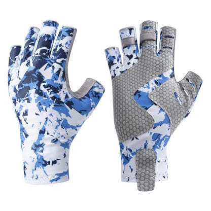Sun Gloves UPF 50+ Fishing Gloves, Fingerless Sun Protection UV Protection Fishing Gloves Men/Women for Kayaking, Hiking, - color: yellow, size: X-Large