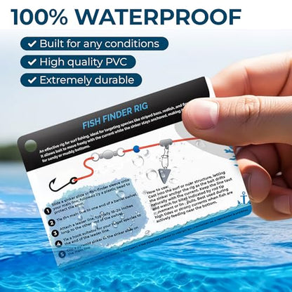 Fishing Knots Pocket Guide – Waterproof Fishing Knot Guide Card with 20 Essential Knots and Rigs – 2.5" x 3.5" Durable Quick Reference – Perfect Pocket Guide Fishing Gift for Anglers