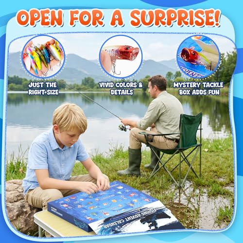 25-in-1 Fishing Lures Kit, Surprise Fishing Bait Set with Poppers, Minnows, Crankbait, Frogs & Shrimp, Freshwater Saltwater Fish Tackle Gear Gifts for Men Father Husband - size: Large