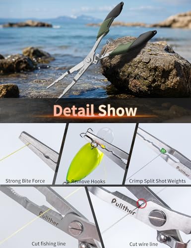 2PC Fishing Tool Kit - 7" Fillet Knife,Fishing Pliers,Multitool Hook Remover Fishing Pliers,Fishing Gear for Saltwater - color: 8.4"Fishing Pliers Green