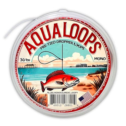 Pre-Tied Dropper Loops - 30Lbs Monofilament - 80 Loops 12 inches Apart - Made in USA