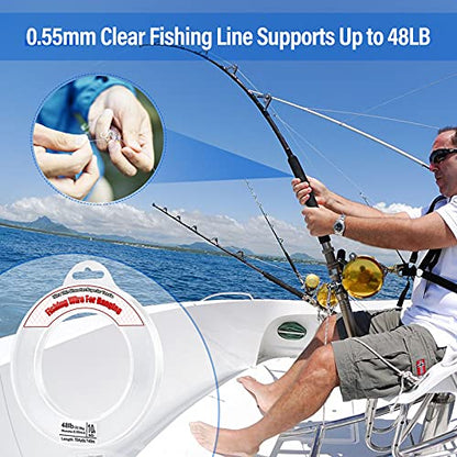 Clear Fishing Wire, Acejoz 656FT Fishing Line Clear Invisible Hanging Wire Strong Nylon String Supports 40 Pounds for Balloon Garland Hanging Decorations - style: 0.55mm, 460ft, 48lb