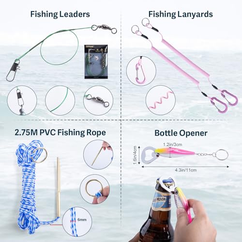 GOTURE Pink Fishing Tackle Box Set, Fishing Kit，12-in-1 Tackle Box Set with Stainless Steel Tools，Lures, Fishing Gift for Women & Beginners (Gift Ready) - color: Gift Boxed, size: Pink Tools Set + Lure Kit + CR-Gloves
