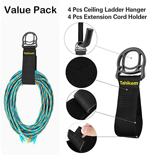 4 Set Overhead Garage Storage Rack, Heavy Duty Overhead Storage Double Hook, Ceiling Mount Hanger Safe Racks Hooks, Hanging for Lumber Ladder Storage & Other Bulky Items (Pack of 4 - Black) - size: Width 16.5in/42cm 4 pack