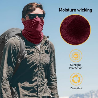 TICONN Neck Gaiter Face Cover Scarf, Neck Warmer Breathable Sun & Wind-proof for Skiing Fishing Hiking Cycling - color: Candy Red-4pk, style: Quick Dry