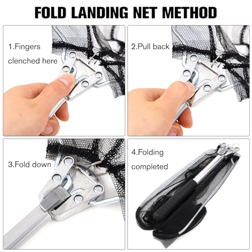 Fishing Landing Net, Folding Fish Net with Telescoping for Father, Son, Husband, or Friends Who Enjoy Fishing, Pole Freshwater Fish Net for Small Fish