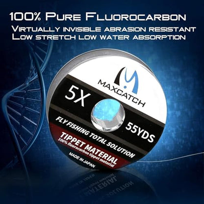 M MAXIMUMCATCH Maxcatch Fluorocarbon Fly Fishing Tippet Material Leader Line –Virtually Invisible – 55yards 0X-6X (Made in Japan) - size: 6X-55yd