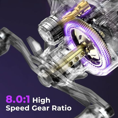KastKing Royale Legend Pro Baitcasting Reels - AutoMag Dual Braking System Fishing Reel, Arch Resistance Control, 16 Lbs Carbon Drag, 5.5oz Lightweight, 8.0:1 Gear Ratio, 11 + 1 Stainless Steel BB - color: Left Handed-8.0:1