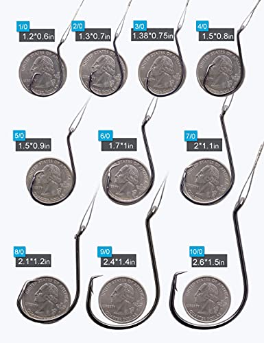 Circle Hooks Rigs Saltwater Steel Leader Wire, 25pcs Heavy Duty Circle Hook with Leader Wire Bass Catfish Fishing Lure Rig - size: 2/0