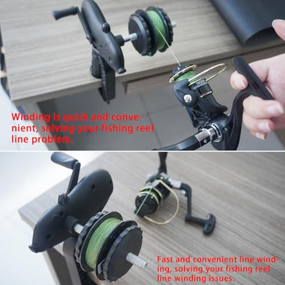 Black Pig-Shaped Fishing Line Winder Spooler, All-in-One Portable Fishing Reel Spooling Station for Spinning, Casting Reels, Clamp-on Rod or Desk Mount, Anti-Twist, Multi-Function, - size: RXQ-XZ