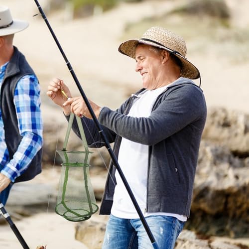 GANAZONO Foldable Fishing Basket Net 3-Layer Mesh Small Collapsible Fish Keeper Net Portable Shrimp Bait Pen for Freshwater Saltwater Fishing Trips