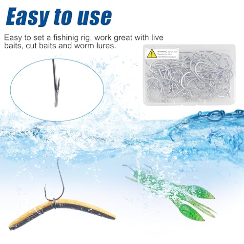 Octopus Beak Hooks, 60pcs Saltwater Circle Hooks Beak Offset Fishing Hooks Stainless Steel Fishing Jig Hooks Fishhook for Saltwater Freshwater 1/0-10/0 - size: 1/0 - 60pcs