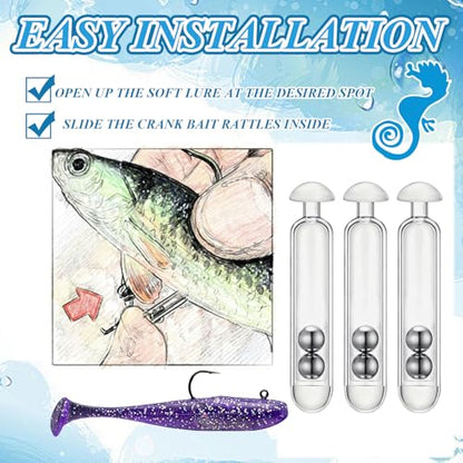 Soulchen 90 Pcs Fishing Bait Rattles Bait Weight with Rattling Beads Fishing Rattles Shake, Plastic & Stainless Steel Beads, Ideal for Freshwater & Saltwater - size: 0.45g
