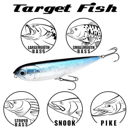 LUCKY CRAFT Sammy 115 Topwater Fishing Lures, 4.5" Midsized Surface Bait, Trout and Bass Lures, Walk-The-Dog Tournament Bait, Bass Fishing Gear - color: 723 Zebra MS Chartreuse Shad