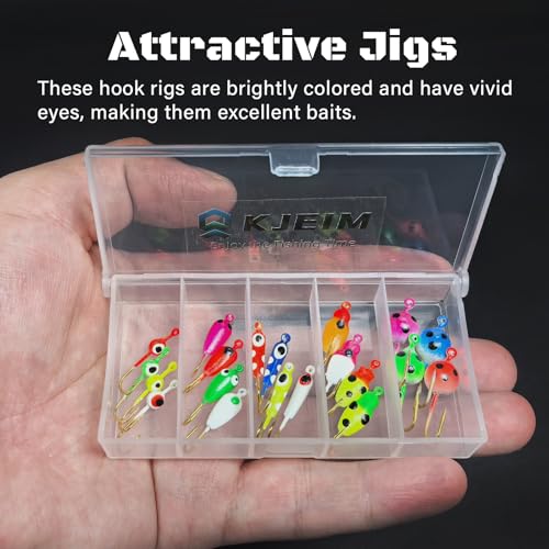 Ice Fishing Jigs Luminous Ice Fishing Lures Glowing Jig Gear Winter Fishing Jigging for Crappie Pike Panfish Walleye Perch Bluegill 6pcs/20pcs - color: B-20PCS