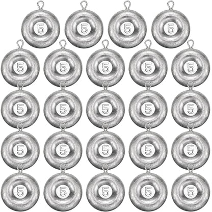 24 Pieces Fishing Disc Sinkers Weights Disc Sinker Fishing Sinkers Weights for Saltwater Catfishing Trolling Surf Tackle - size: 5 oz