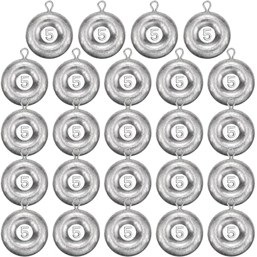 24 Pieces Fishing Disc Sinkers Weights Disc Sinker Fishing Sinkers Weights for Saltwater Catfishing Trolling Surf Tackle - size: 5 oz