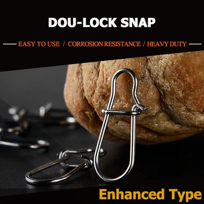 Atibin Duo Lock Fishing Snap Stainless High Strength Fishing Snap Swivel Quick Change Fishing Snap Clip Black Nickel 24lb-209lb - size: Size4 (72lb) 100 pcs