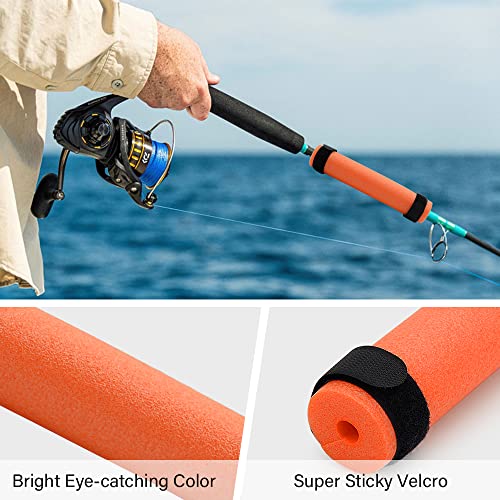 6 Pack Fishing Rod Floats for Kayaking Floaters Poles Propel Paddle Gear Foam Rod Floaties for Boats and Kayaks - color: Orange