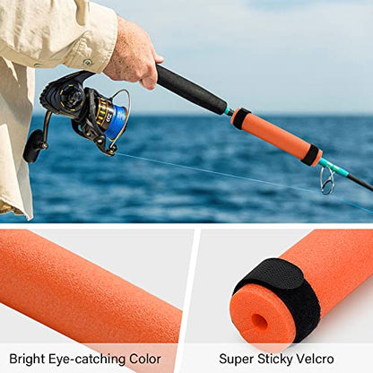 6 Pack Fishing Rod Floats for Kayaking Floaters Poles Propel Paddle Gear Foam Rod Floaties for Boats and Kayaks - color: Orange