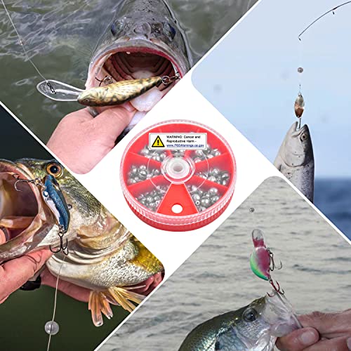 Split Shot Fishing Weights Sinkers 215PCS Fishing Weights and Sinkers Assortment Round Removable Fishing Sinkers Lead Weights Fishing - style: 215pcs - Red Box