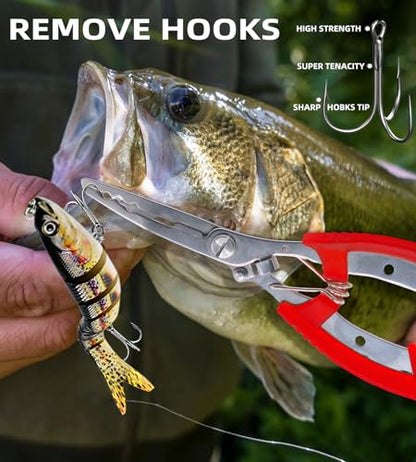 6PCS Fishing Lures for Freshwater or Saltwater,Topwater Fishing Lures, Multi Jointed Swimbaits, Amazing Fishing Gear Gifts for Family Fishing, Lifelike Slow Sinking Swimming