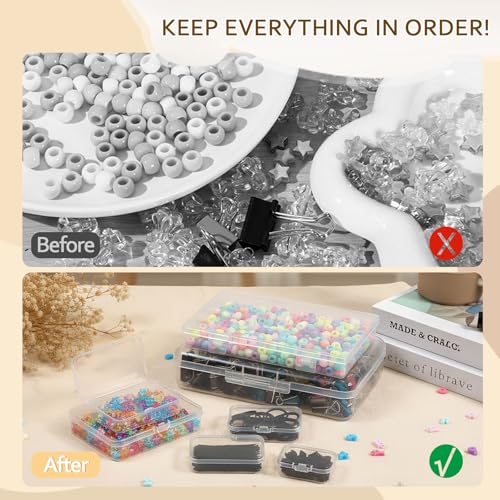 Clear Plastic Storage Containers, Mini Rectangular Organizer Boxes with Hinged Lids, 36 Pack Mixed Sizes, for Beads, Jewelry, Art Craft - style: 36PC