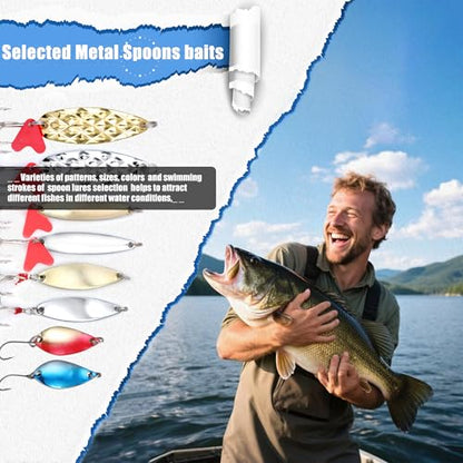 EXAURAFELIS Fishing Lures Tackle Kit, Mixed Hard & Soft Baits Metal Spoons Fishing Accessories for Bass Trout Pike Freshwater Saltwater Fishing - color: 142pcs