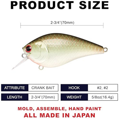 LUCKY CRAFT LC 2.5 Silent Crankbait Fishing Lures, 2-3/8” Squarebill Crankbait, Bass Lures, Floating 4ft Depth Hard Bait, Champion Freshwater Fishing Gear and Tackle Box Accessories - color: 402 Copper Green Shad