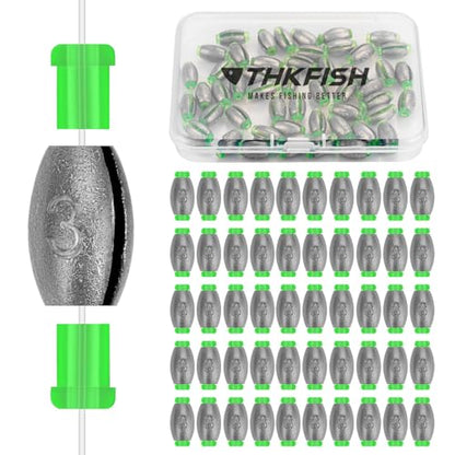 THKFISH Egg Fishing Sinkers Weights, Removable Rubber Core Fishing Weights Twist-Lock Sinker,Bass Weights Sinker Tackle Saltwater Casting Fishing Sinkers Set Oval Freshwater,1/8-1OZ - size: 1/8OZ-50PCS