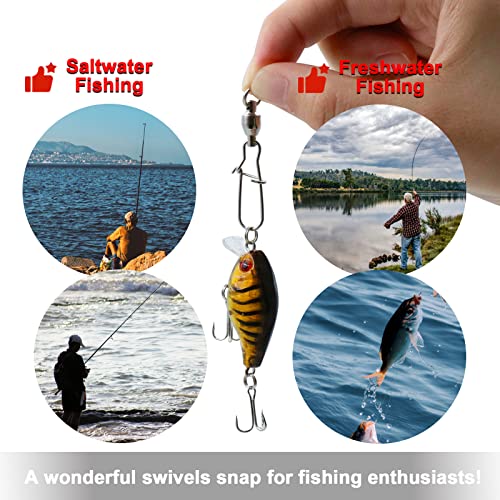FishTrip Ball Bearing Snap Swivels, Duo Lock Barrel Swivels for Fishing | 30Pcs Stainless Steel Smooth Rotation Speed Clips Swivels Fishing Tackle for Lures Freshwater Saltwater 0#-10# - size: Size6 (180lbs) 30pcs