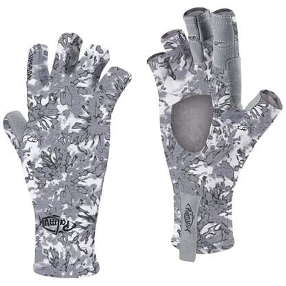 Palmyth UV Protection Fishing Fingerless Gloves UPF50+ Sun Gloves Men Women for Kayaking, Hiking, Paddling, Driving, Canoeing, Rowing - color: Reefscale-Ashen, size: Small