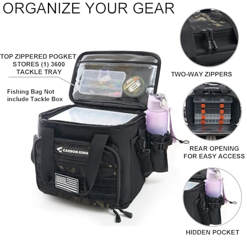 Waterproof Fishing Tackle Bag,Saltwater Tackle Box Bag,Fishing Bags for Men - Fishing Gifts for Men Black - color: Black